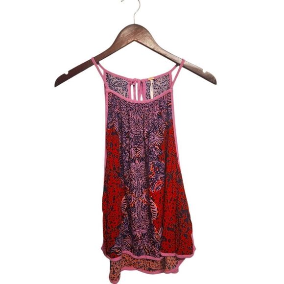 Free People Halter Tank Top Break Red Purple Boho NWT Large - Picture 4 of 7
